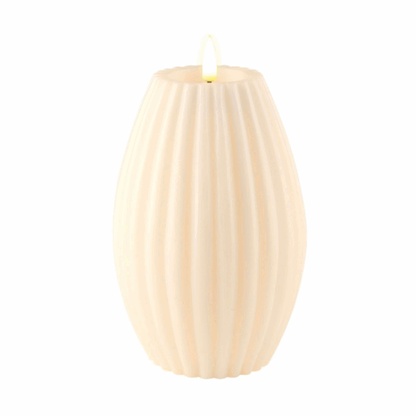 VELA LED DE CERA CON LLAMA REAL 10 X 15 CM CREAM STRIPE
