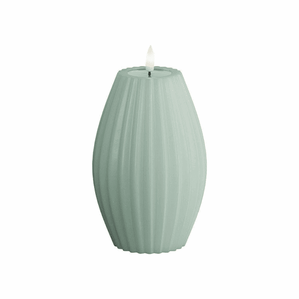 VELA LED DE CERA CON LLAMA REAL 10 X 15 CM SALVIE GREEN STRIPE