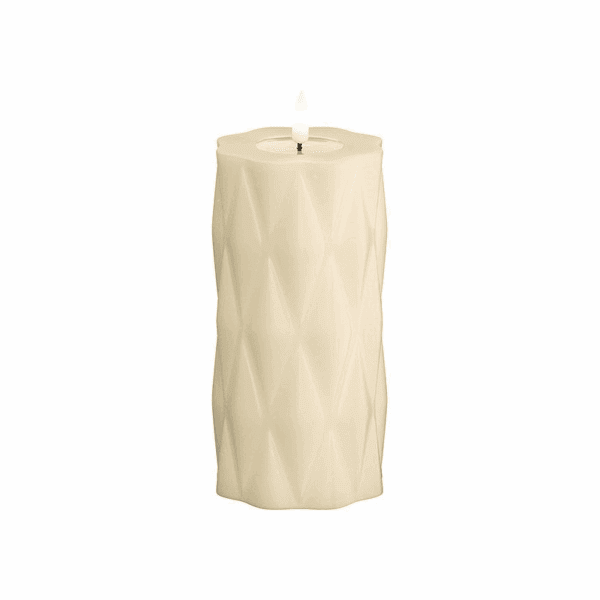 VELA LED DE CERA CON LLAMA REAL 7,5 X 15 CM CREAM HARLEQUIN