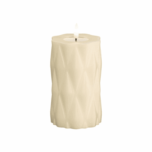 VELA LED DE CERA CON LLAMA REAL 7,5 X 12,5 CM CREAM HARLEQUIN