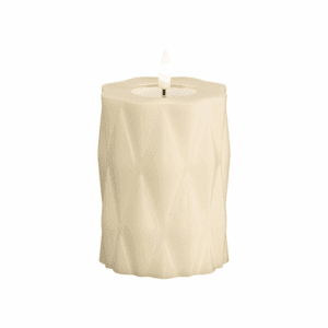 VELA LED DE CERA CON LLAMA REAL 7,5 X 10 CM CREAM HARLEQUIN