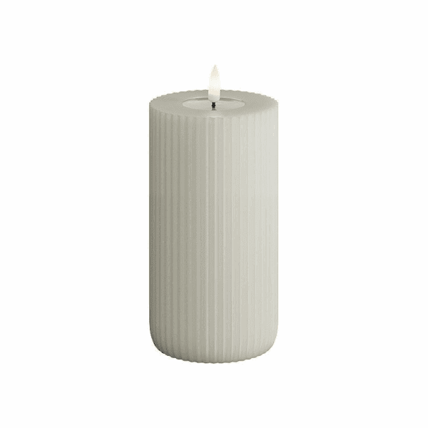 VELA LED DE CERA CON LLAMA REAL 7,5 X 15 CM SAND STRIPE SOLID