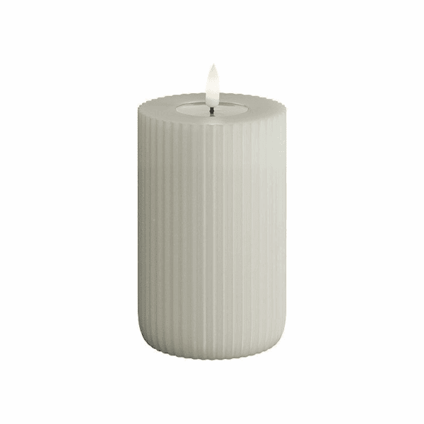 VELA LED DE CERA CON LLAMA REAL 7,5 X 12,5 CM SAND STRIPE SOLID