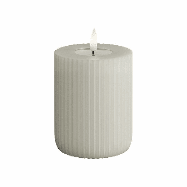 VELA LED DE CERA CON LLAMA REAL 7,5 X 10 CM SAND STRIPE SOLID