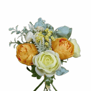 RANUNCULOS-PEONIAS BOUQUET AMARILLO-NARANJA 30 CM