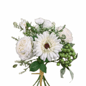 GERBERAS-PEONIAS BOUQUET BLANCO-VERDE 30 CM