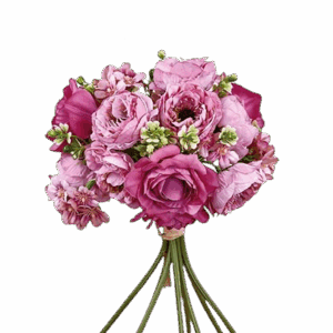 PEONIAS-ROSAS MINI BOUQUET ROSA-ROSA PALO 30 CM