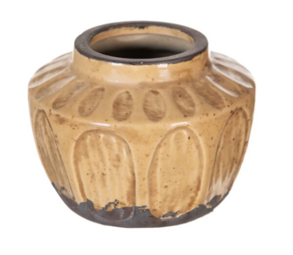 MACETERO/JARRON CERÁMICA OCRE PEQUEÑO 15X11 CM