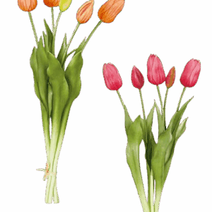 TULIPANES SALMÓN/FUCSIA ALTO 46 CM EN BOUQUET FLOR ARTIFICIAL