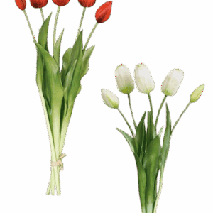TULIPANES ROJO/CRUDO ALTO 46 CM EN BOUQUET FLOR ARTIFICIAL