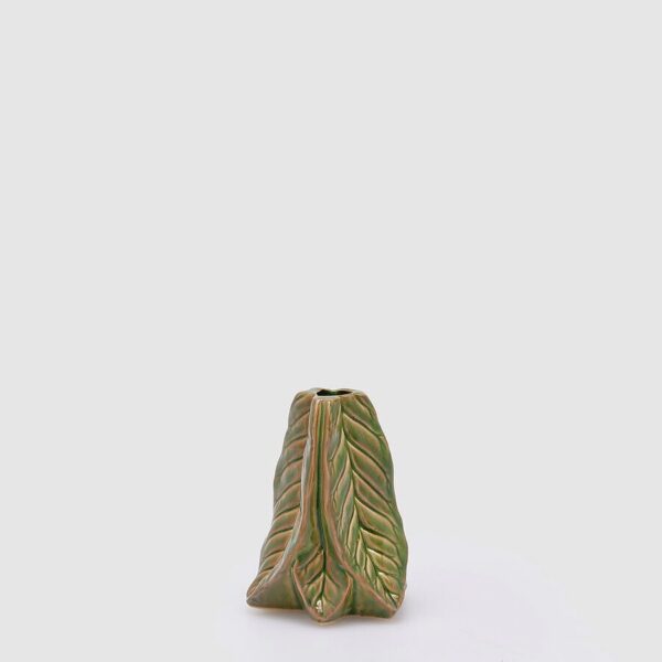 jarrón ceramica hoja verde