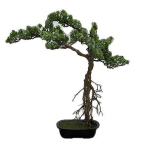 BONSÁI VERDE CON MACETA NEGRA DE PLÁSTICO 75 CM PLANTA ARTIFICIAL