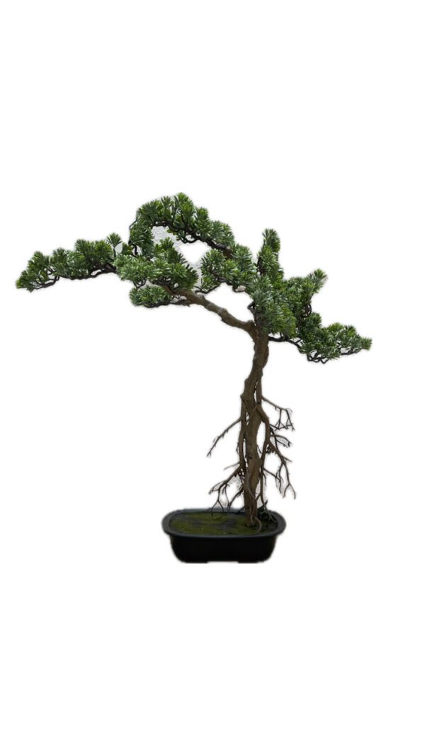 BONSÁI VERDE CON MACETA NEGRA DE PLÁSTICO 75 CM