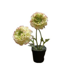 CENTRITO DE DALIA MINI AMARILLO CLARO CON TOQUES ROSADOS 17 CM CENTRO ARTIFICIAL