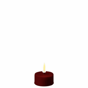 VELA LED DE CERA CON LLAMA REAL SET 2 UNIDADES 4 X 4,5 CM ROJO BURDEOS LISA