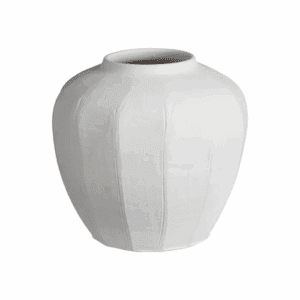 JARRÓN BARRO HEXAGONAL BLANCO GRANDE