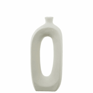 JARRON CERÁMICA AGUJERO OVALADO CREMA ALTO 26 CM
