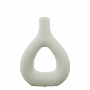 JARRON CERÁMICA AGUJERO TRIANGULAR CREMA ALTO 26 CM