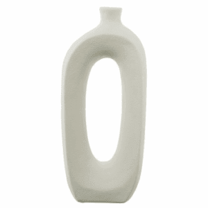 JARRON CERÁMICA AGUJERO OVALADO CREMA 14X30 CM