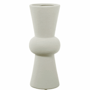 JARRON CERÁMICA REDONDO GEOMÉTRICO LÍNEA REDONDA CREMA ALTO 28 CM