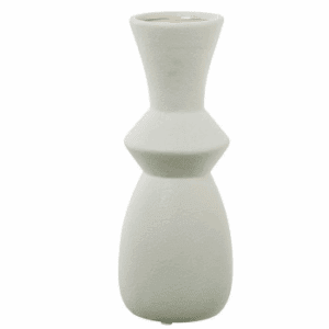 JARRON CERÁMICA REDONDO GEOMÉTRICO UNA LÍNEA CREMA 11X28 CM