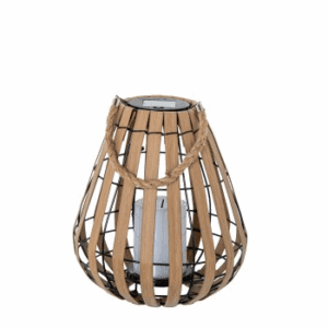 FAROL EXTERIOR SOLAR CON VELA LED BLANCA INCLUIDA MARRON CLARO ALTO 28 CM