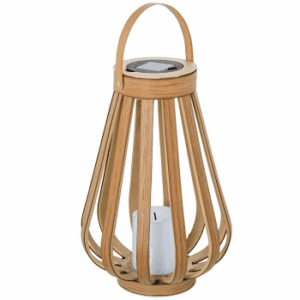 FAROL EXTERIOR SOLAR CON VELA LED BLANCA INCLUIDA MARRON CLARO ALTO 35 CM
