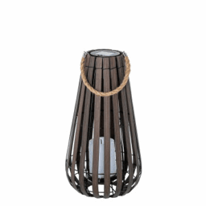 FAROL EXTERIOR SOLAR CON VELA LED BLANCA INCLUIDA MARRON OSCURO ALTO 42 CM