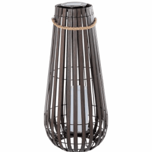 FAROL EXTERIOR SOLAR CON VELA LED BLANCA INCLUIDA MARRON OSCURO ALTO 65 CM