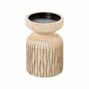PORTAVELA MADERA TALLADA ALTO 14 CM
