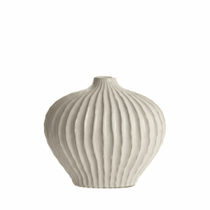 JARRON CERAMICA ONDAS CRUDO-BEIGE “LORITO” GRANDE 25X30 CM