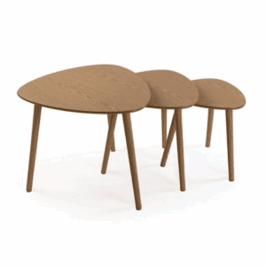 MESITAS AUXILIARES ROBLE TRIANGULARES SET 3 UD ALTO 42/47/52 CM