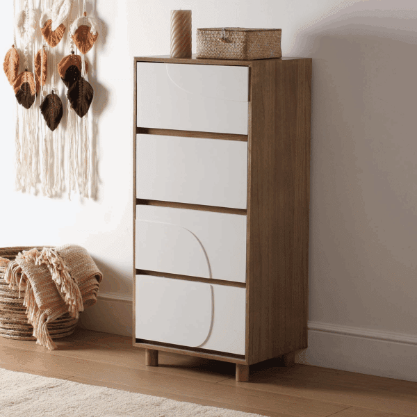 SINFONIER MADERA OSCURA 4 CAJONES BLANCOS 45X34 ALTO 99 CM - Imagen 2