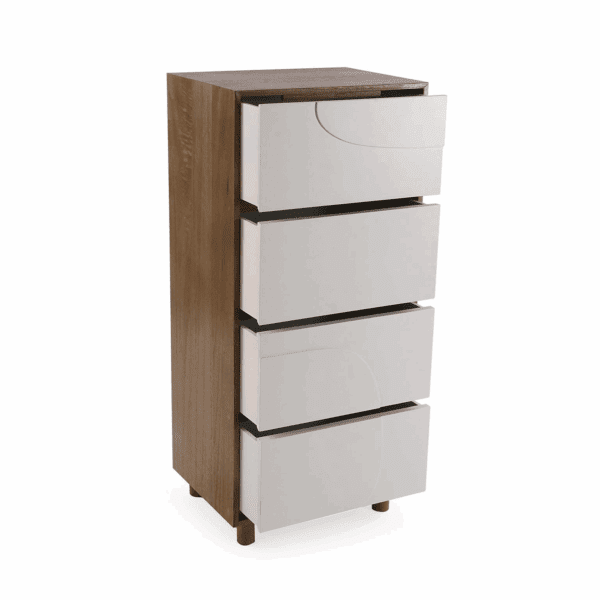SINFONIER MADERA OSCURA 4 CAJONES BLANCOS 45X34 ALTO 99 CM - Imagen 3