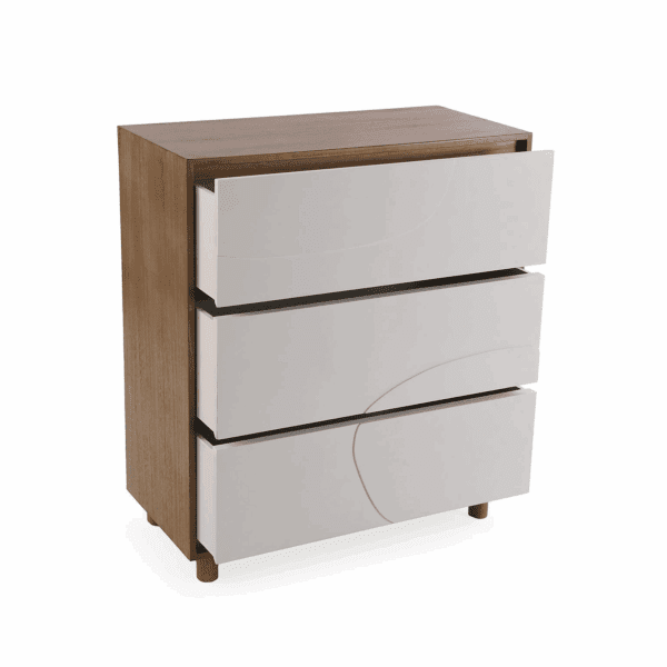 COMODA MADERA OSCURA CON 3 CAJONES BLANCOS 70 x 34 ALTO 81 CM - Imagen 3