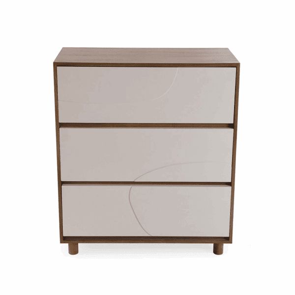 COMODA MADERA OSCURA CON 3 CAJONES BLANCOS 70 x 34 ALTO 81 CM - Imagen 4