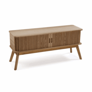 MUEBLE TV MADERA NATURAL PUERTAS CORREDERAS 100X30 ALTO 46 CM