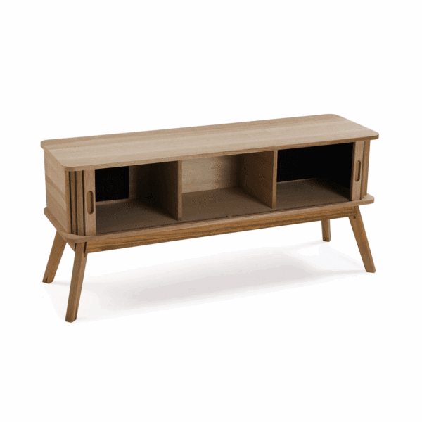 MUEBLE TV MADERA NATURAL PUERTAS CORREDERAS 100X30 ALTO 46 CM - Imagen 3