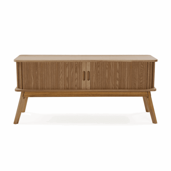 MUEBLE TV MADERA NATURAL PUERTAS CORREDERAS 100X30 ALTO 46 CM - Imagen 4