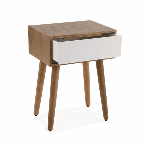 MESITA NOCHE MADERA 1 CAJÓN BLANCO 40X30 ALTO 53 CM - Imagen 3