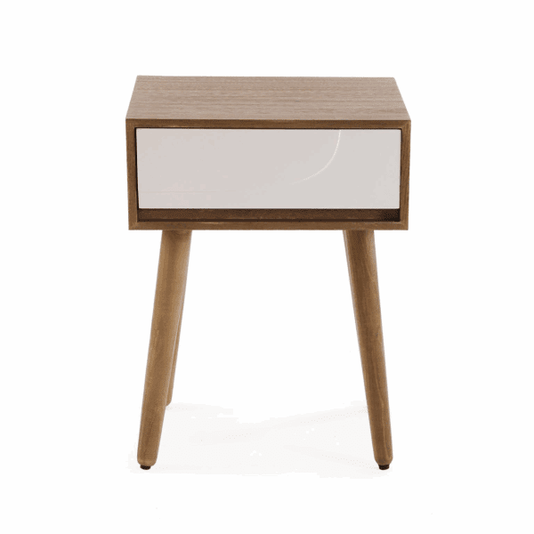 MESITA NOCHE MADERA 1 CAJÓN BLANCO 40X30 ALTO 53 CM - Imagen 4
