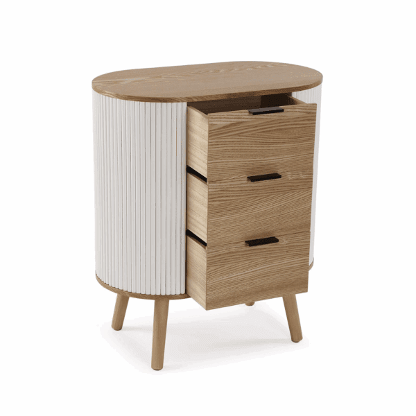 COMODA MADERA DE ROBLE 3 CAJONES VARITAS BLANCAS 60 X 35 ALTO 70 CM - Imagen 3