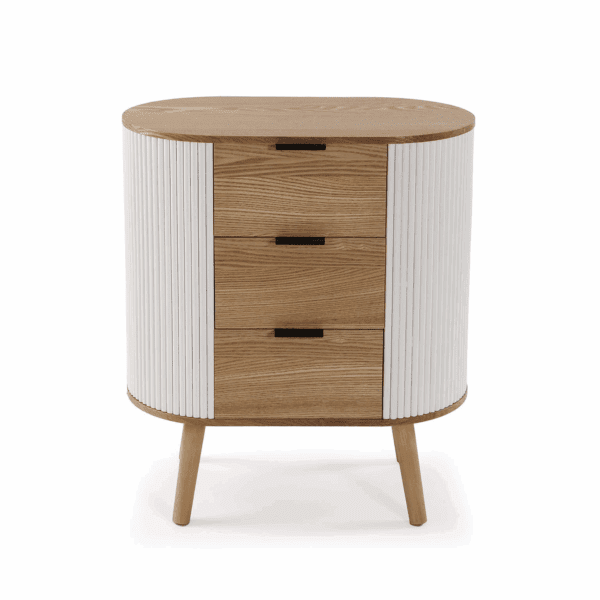 COMODA MADERA DE ROBLE 3 CAJONES VARITAS BLANCAS 60 X 35 ALTO 70 CM - Imagen 4