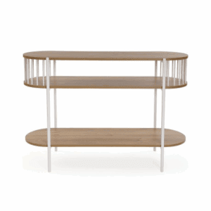 CONSOLA MADERA NATURAL HIERRO BLANCO 108X38 ALTO 77 CM
