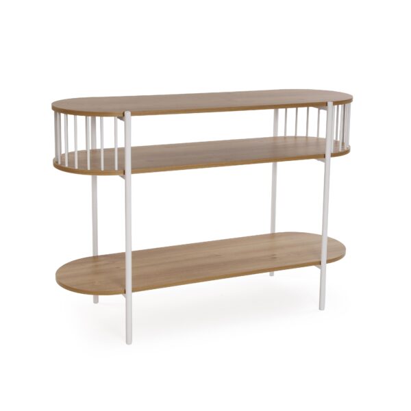 CONSOLA MADERA NATURAL HIERRO BLANCO 108X38 ALTO 77 CM - Imagen 3