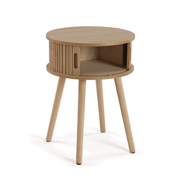 MESITA MADERA ROBLE REDONDA 1 CAJÓN 40X40 ALTO 54 CM - Imagen 3