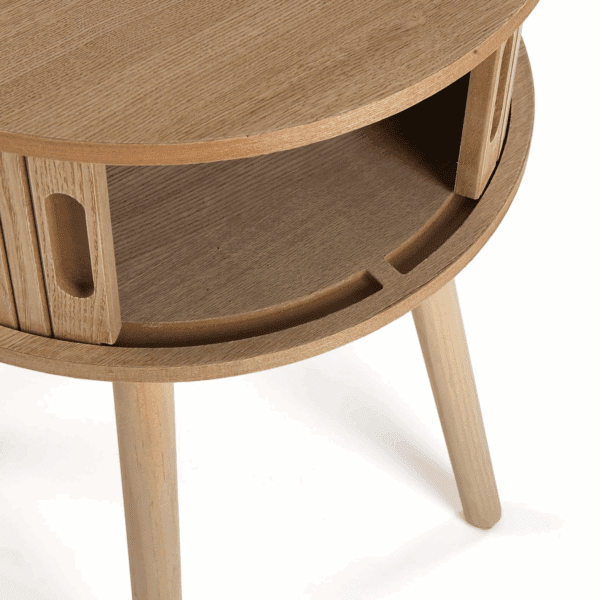MESITA MADERA ROBLE REDONDA 1 CAJÓN 40X40 ALTO 54 CM - Imagen 4
