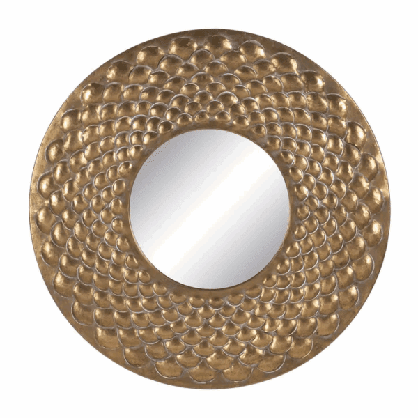 ESPEJO METAL REDONDO DORADO ONDAS 81X81 CM