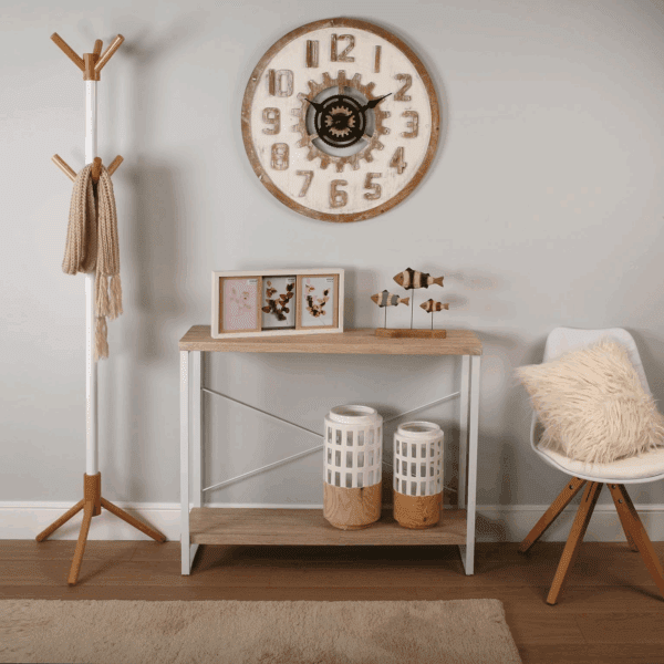 CONSOLA MADERA HIERRO BLANCO 100X30 ALTO 80 CM - Imagen 2