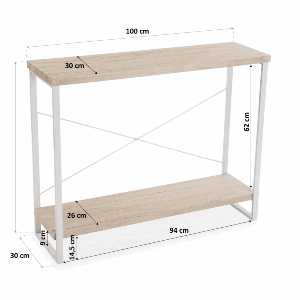 CONSOLA MADERA HIERRO BLANCO 100X30 ALTO 80 CM - Imagen 6